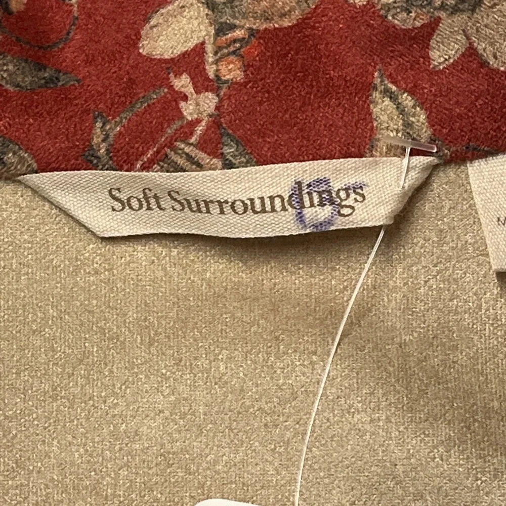 Soft Surroundings Jacket S Rustic Botanical Assemetrical Faux Suede Open Front